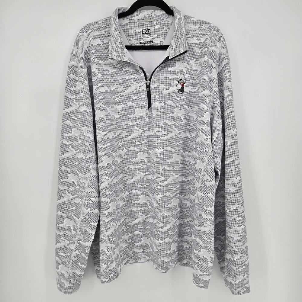 Cutter & Buck Mickey Mouse Golf Camo Quarter Zip – Men’s XXL DryTec UPF 50+